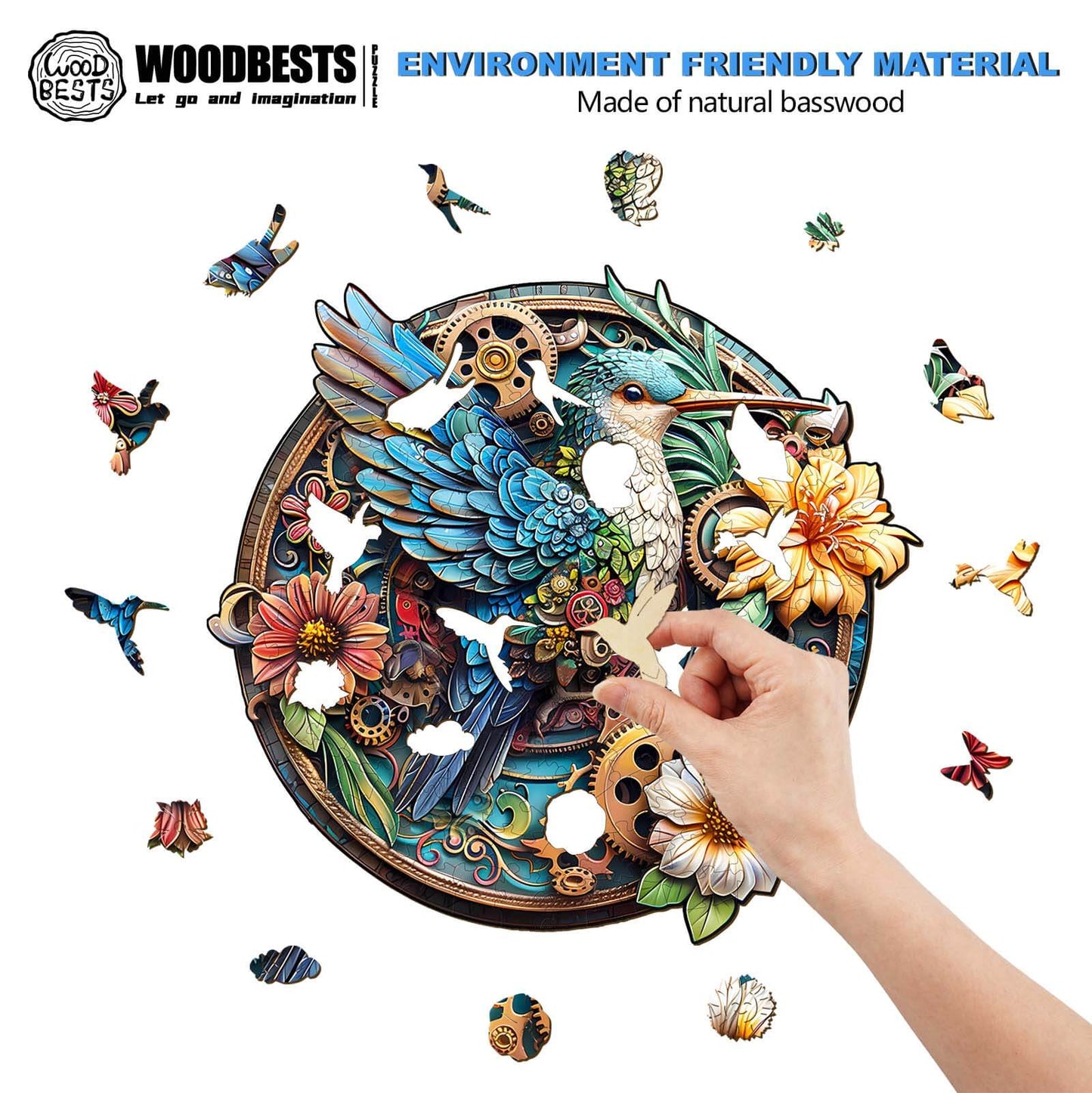 Wunderliches Holzpuzzle – Anmutiger Kolibri – 1