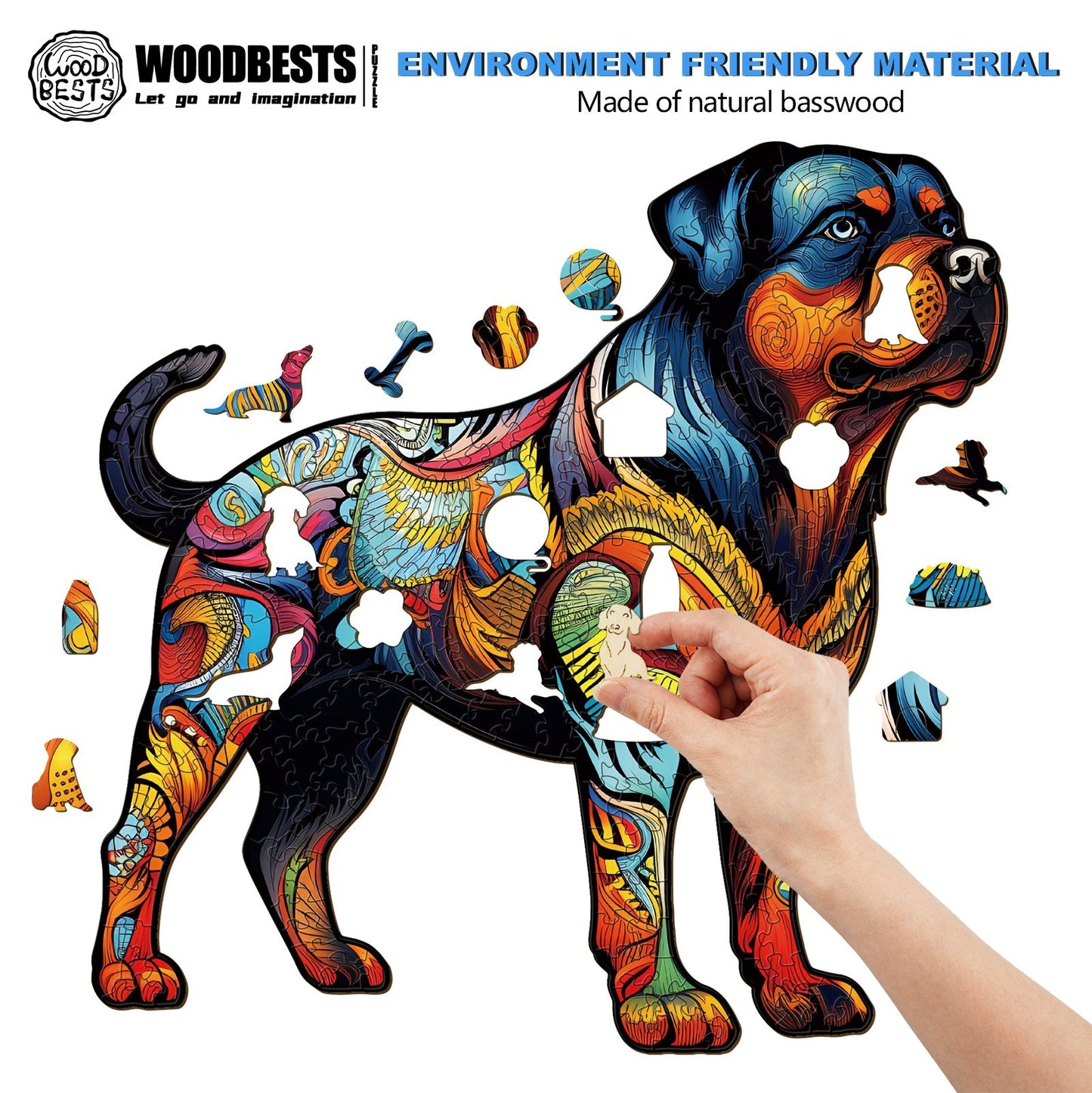 Verspieltes Holzpuzzle – Rottweiler 1