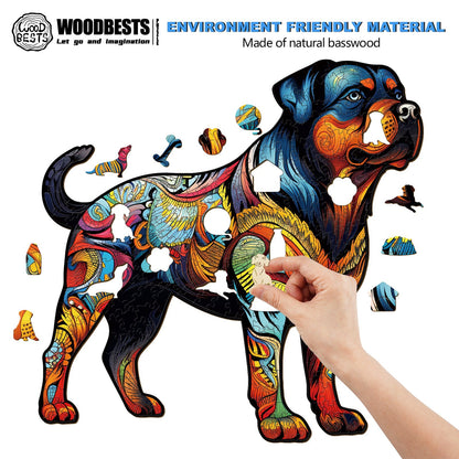 Verspieltes Holzpuzzle – Rottweiler 1