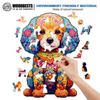 Whimsical Wooden Jigsaw Puzzle-cute poodle