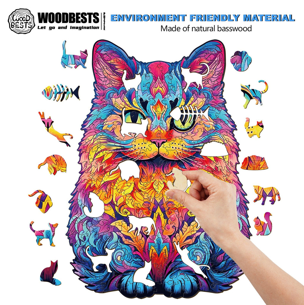 Whimsical Wooden Jigsaw Puzzle-British shorthair