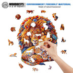 Whimsical Wooden Jigsaw Puzzle-Fatherly Lion