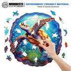 Whimsical Wooden Jigsaw Puzzle-DEEP SEA TURTLES-1
