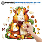 Whimsical Wooden Jigsaw Puzzle-Guinea pig family