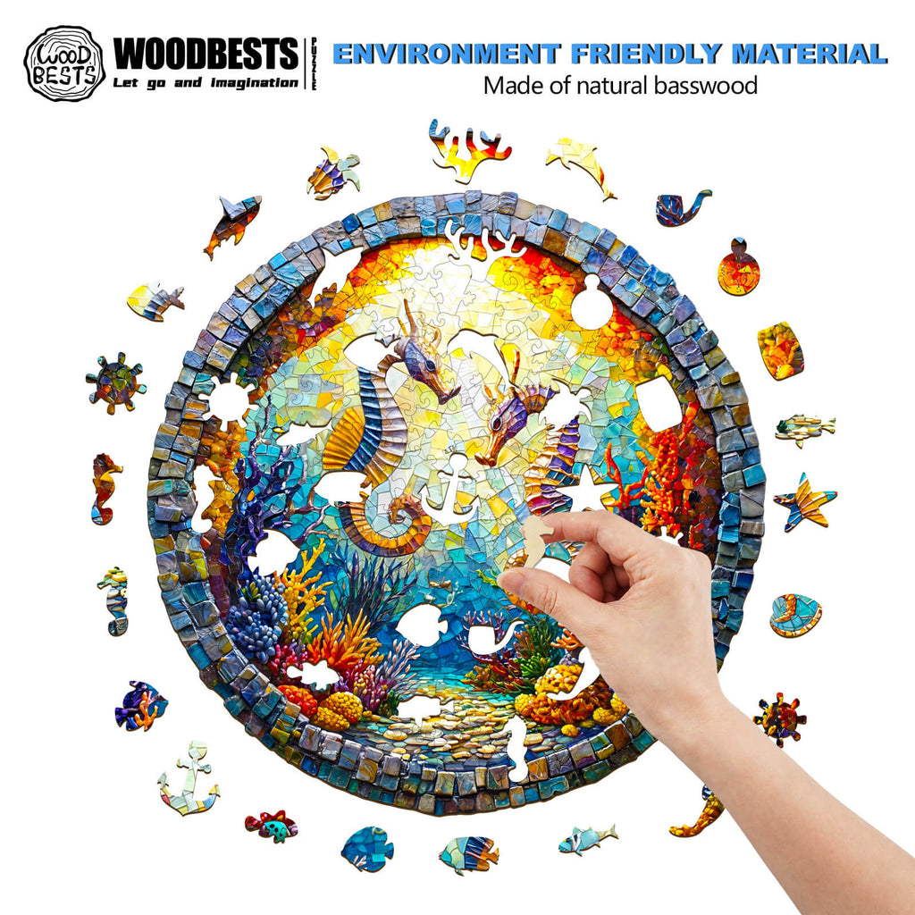 Engaging Wooden Jigsaw Puzzle- Seahorses in Harmony