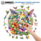 Whimsical Wooden Jigsaw Puzzle- Hummingbird Haven