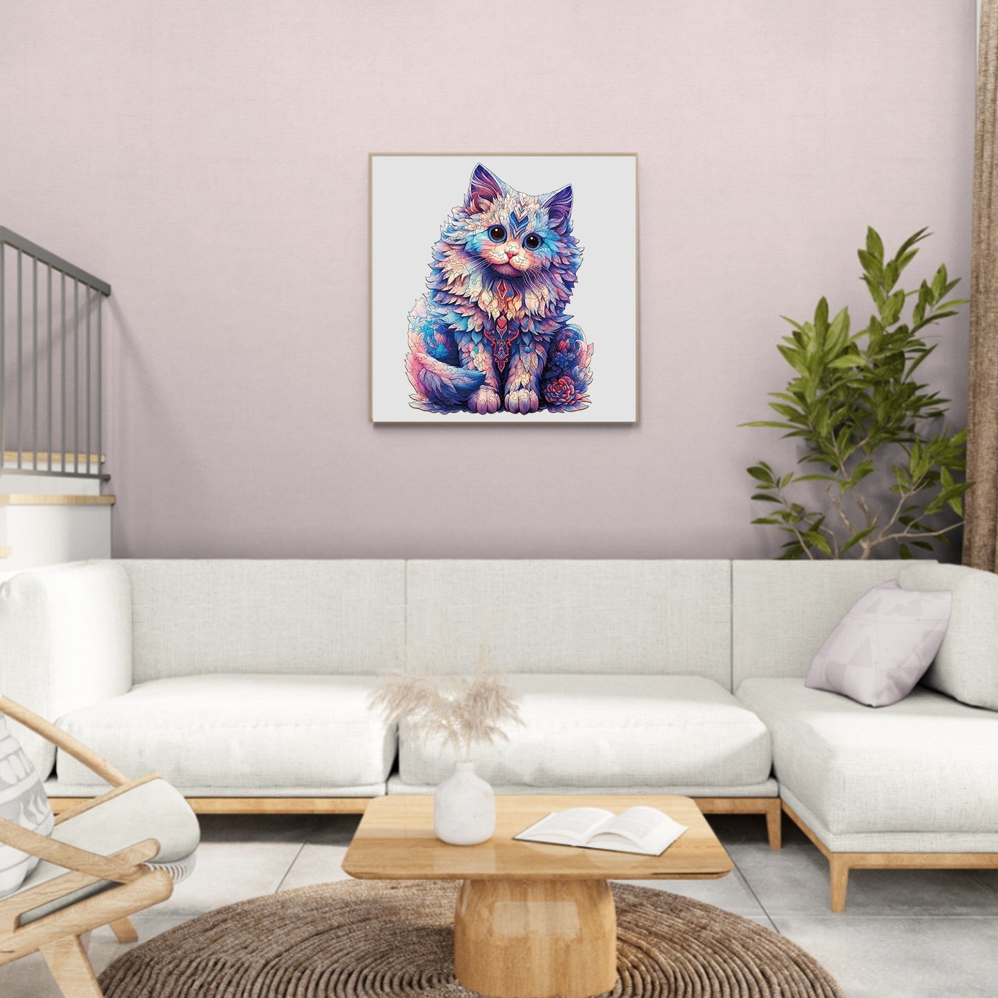 Verspieltes Holzpuzzle – Süße Ragdoll-Katze