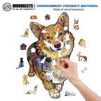 Whimsical Wooden Jigsaw Puzzle-Clever Corgi