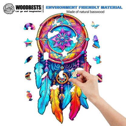 Launiges Holzpuzzle - Mandala Traumfänger