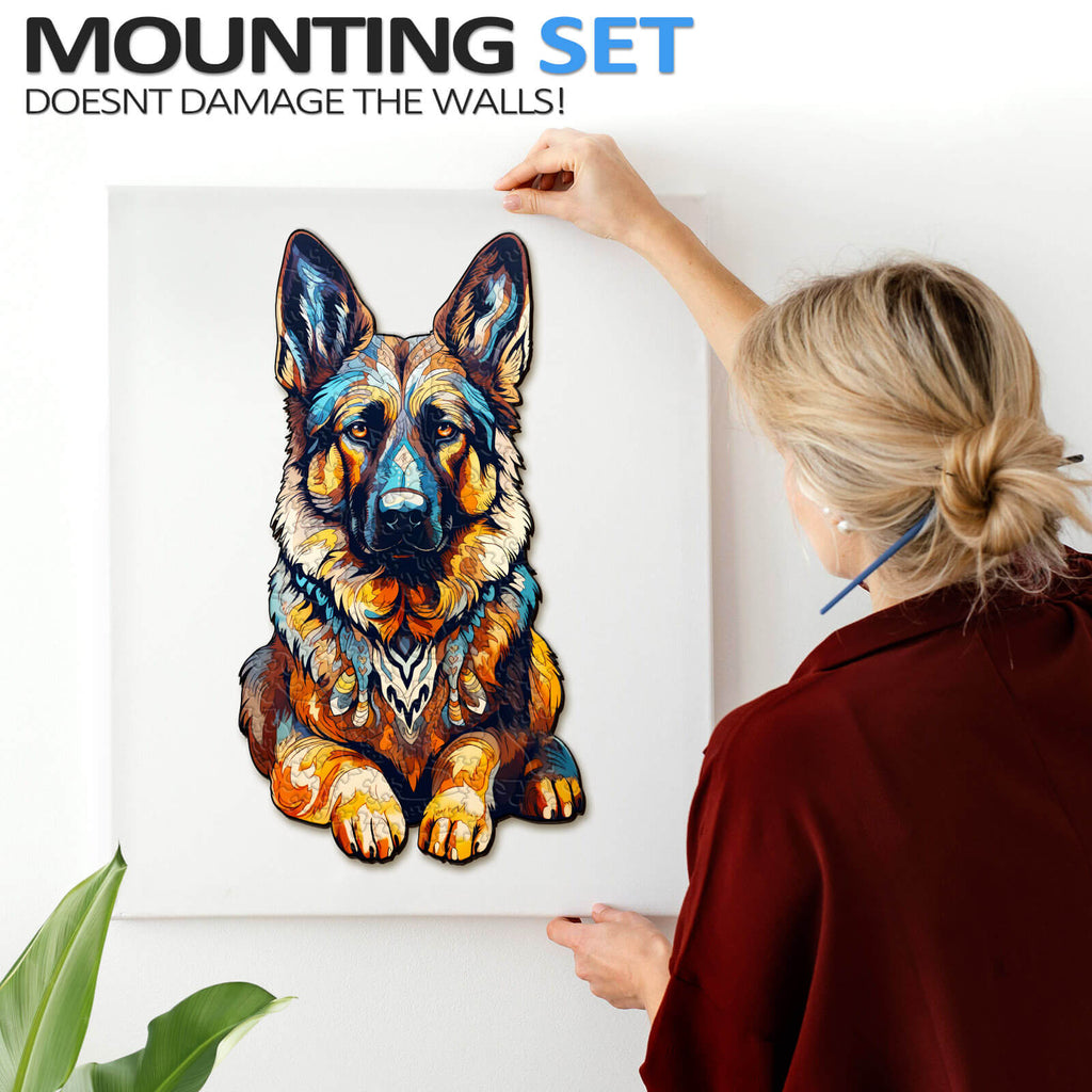 Whimsical Wooden Jigsaw Puzzle-German Shepherd