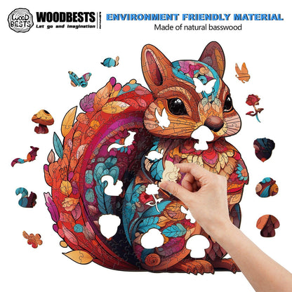 Whimsical Wooden Jigsaw Puzzle-Playful Squirrel