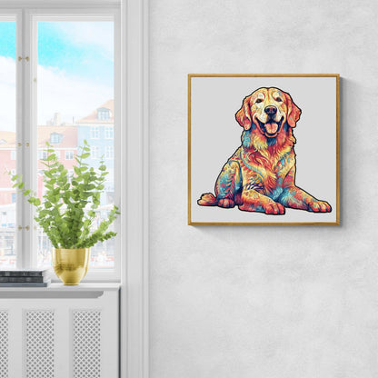 Whimsical Wooden Jigsaw Puzzle - Loyal Golden Retriever - pickApuzzle