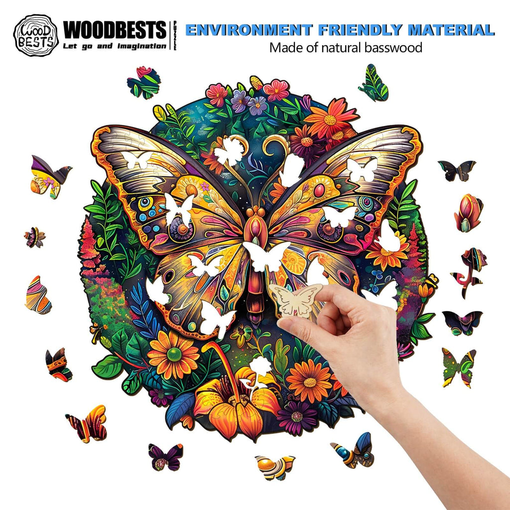 Whimsical Wooden Jigsaw Puzzle- Ancient butterfly 2