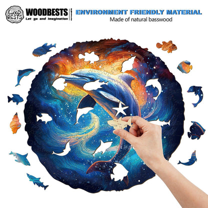 Whimsical Wooden Jigsaw Puzzle-Dream Dolphin