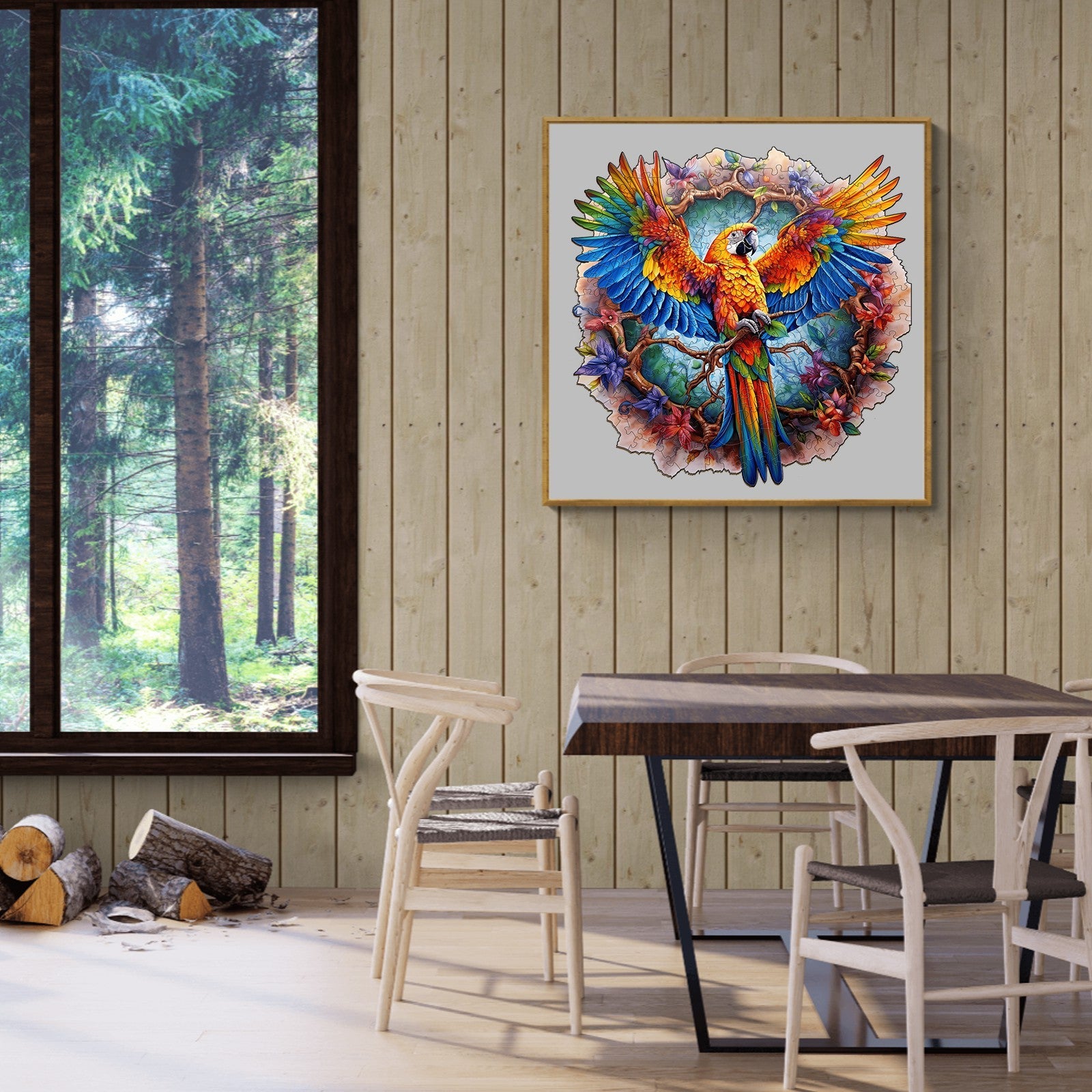 Whimsical Wooden Jigsaw Puzzle-Lively Parrot