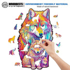 Whimsical Wooden Jigsaw Puzzle-WOLF FAMILY 2