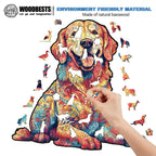 Whimsical Wooden Jigsaw Puzzle - Loyal Golden Retriever - pickApuzzle