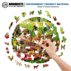 Whimsical Wooden Jigsaw Puzzle- Animal Picnic
