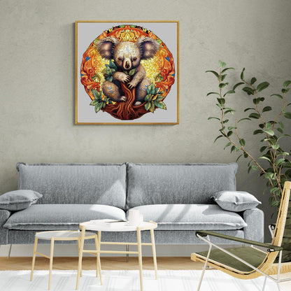 Whimsical Wooden Jigsaw Puzzle-mandala koala