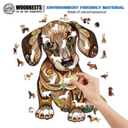 Whimsical Wooden Jigsaw Puzzle-DACHSHUND