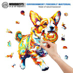 Whimsical Wooden Jigsaw Puzzle- Dog Playing with Toys