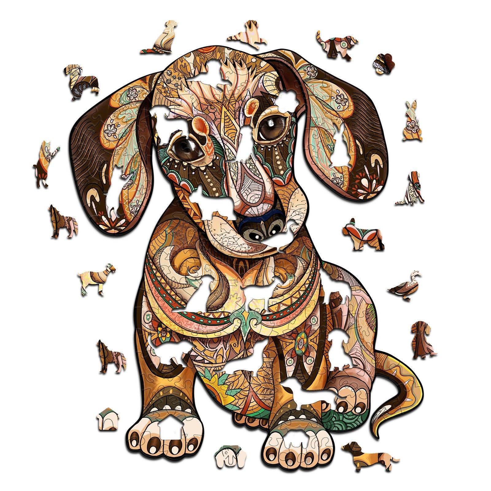 Verspieltes Holzpuzzle-DACHSHUND Zweitbild