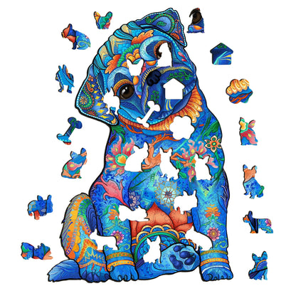 Whimsical Holzpuzzle-NIEDLICHER Mops