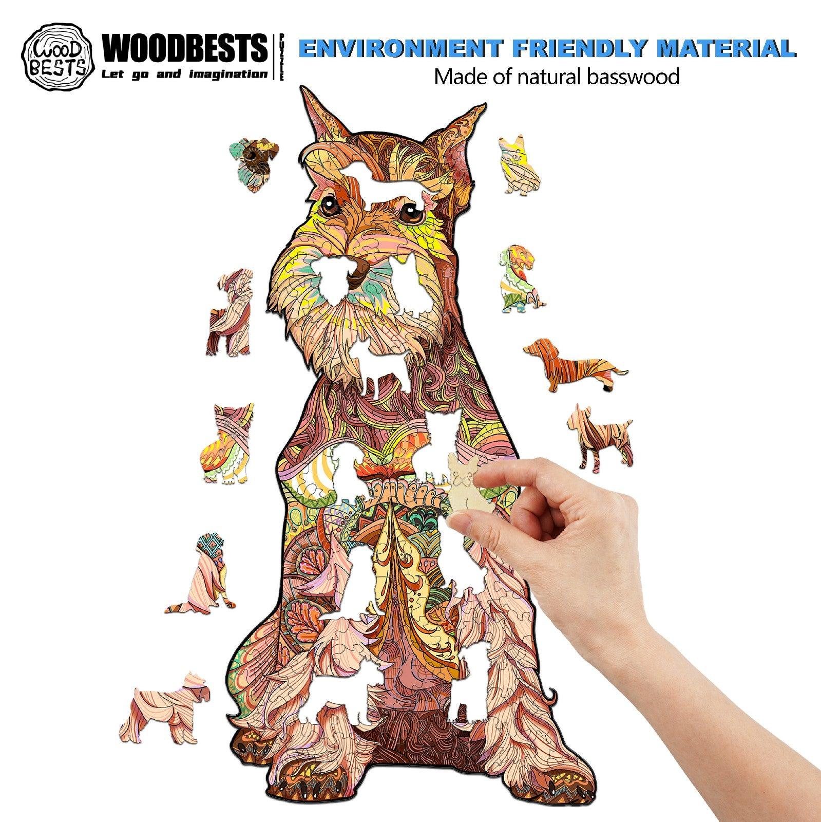 Whimsical Wooden Jigsaw Puzzle- Schnauzer