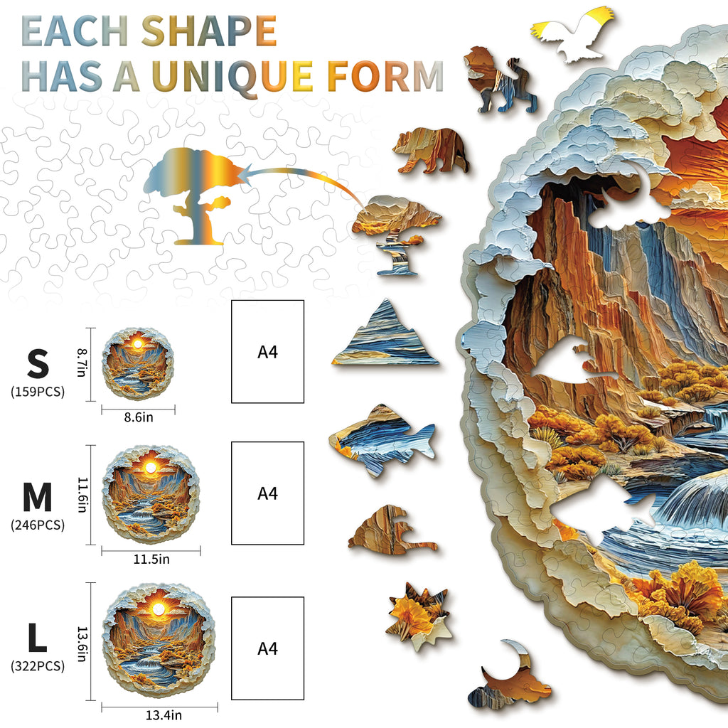 Puzzle en bois fantaisiste - Rivières et Montagnes