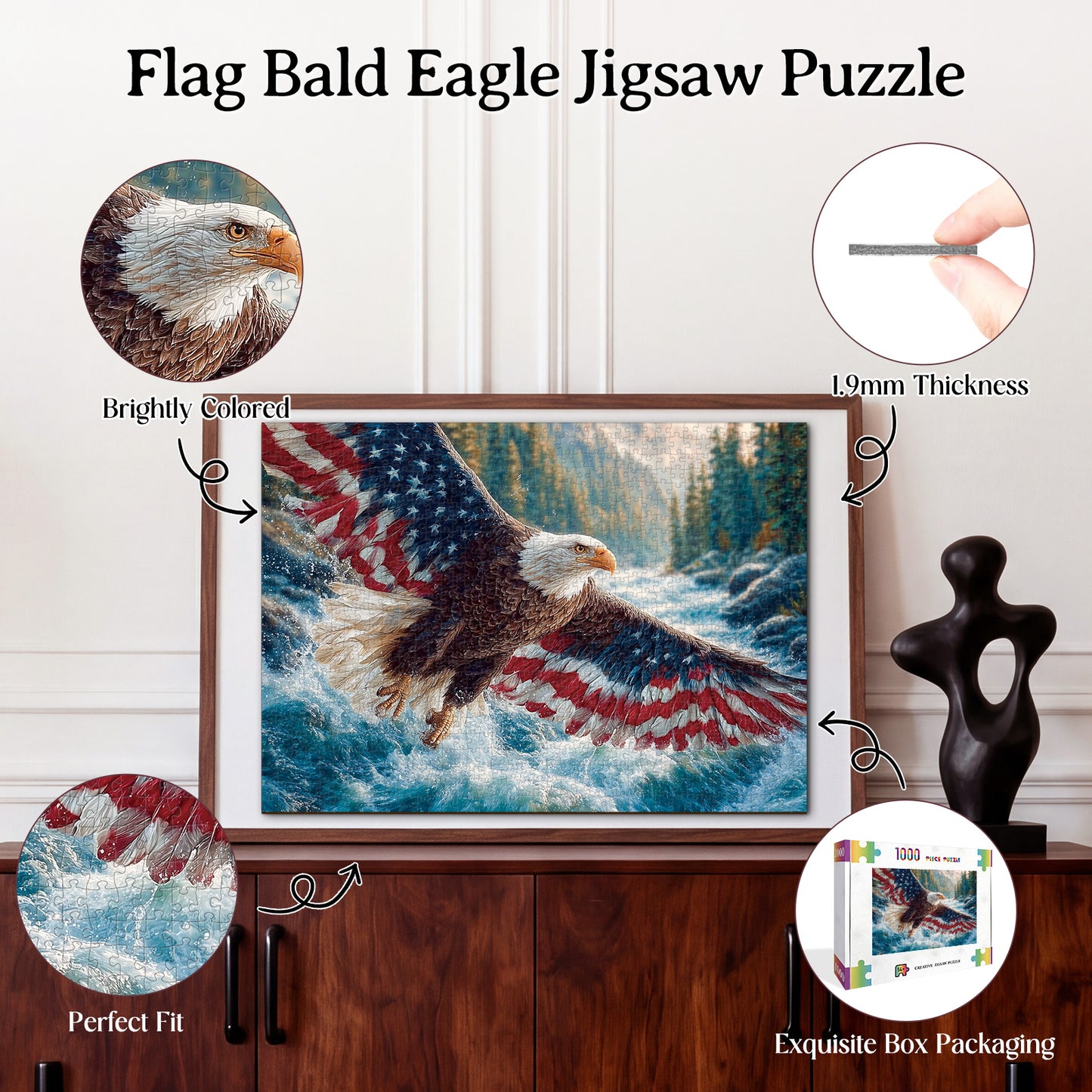 Flag Bald Eagle 1 - 1000-Piece Cardboard Jigsaw Puzzle