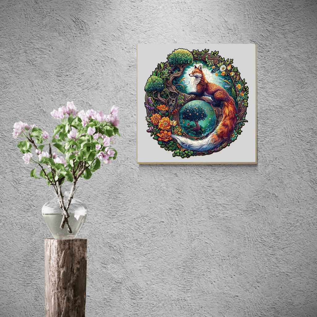 Whimsical Wooden Jigsaw Puzzle-Yin Yang Fox-1