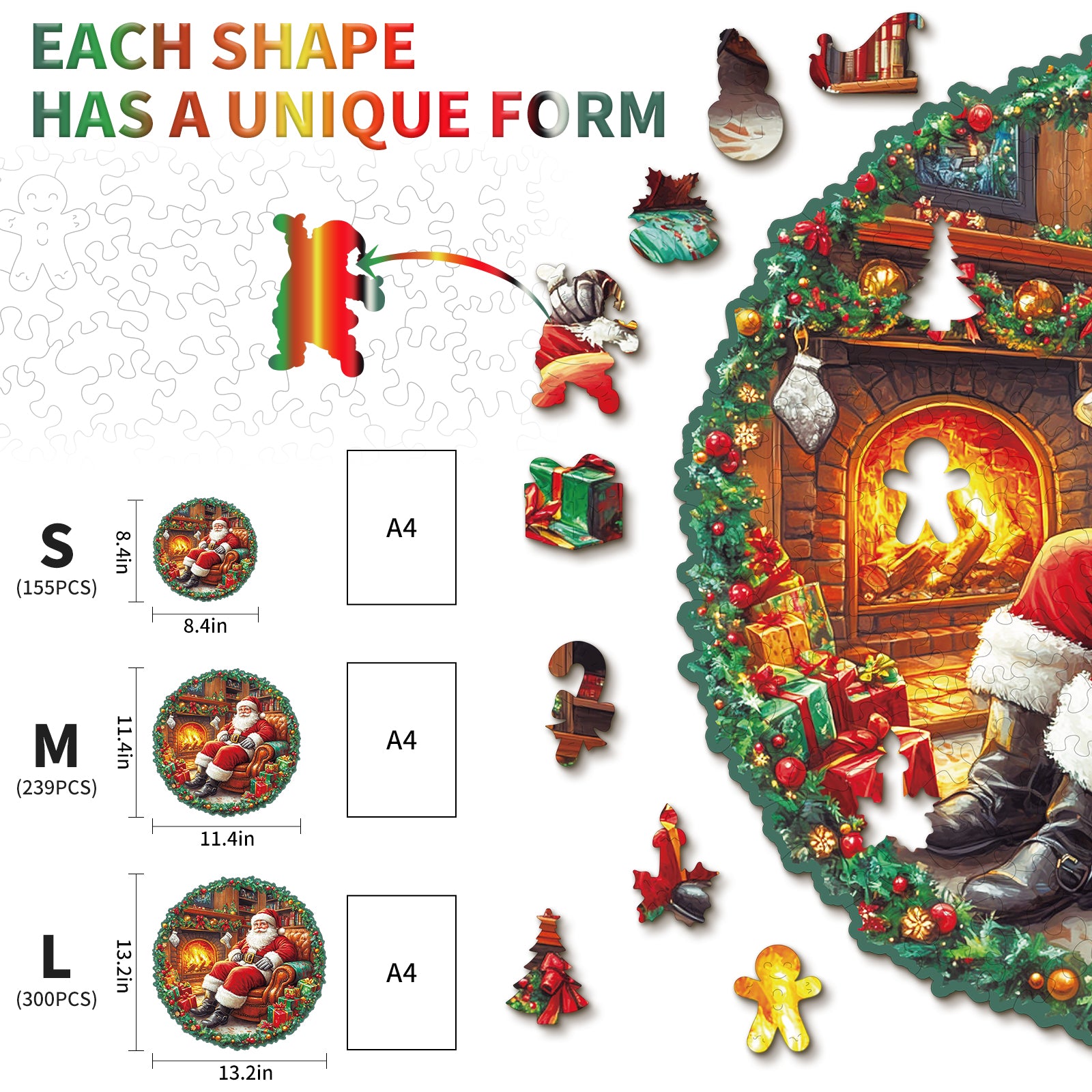 Whimsical Wooden Jigsaw Puzzle- Santa Claus
