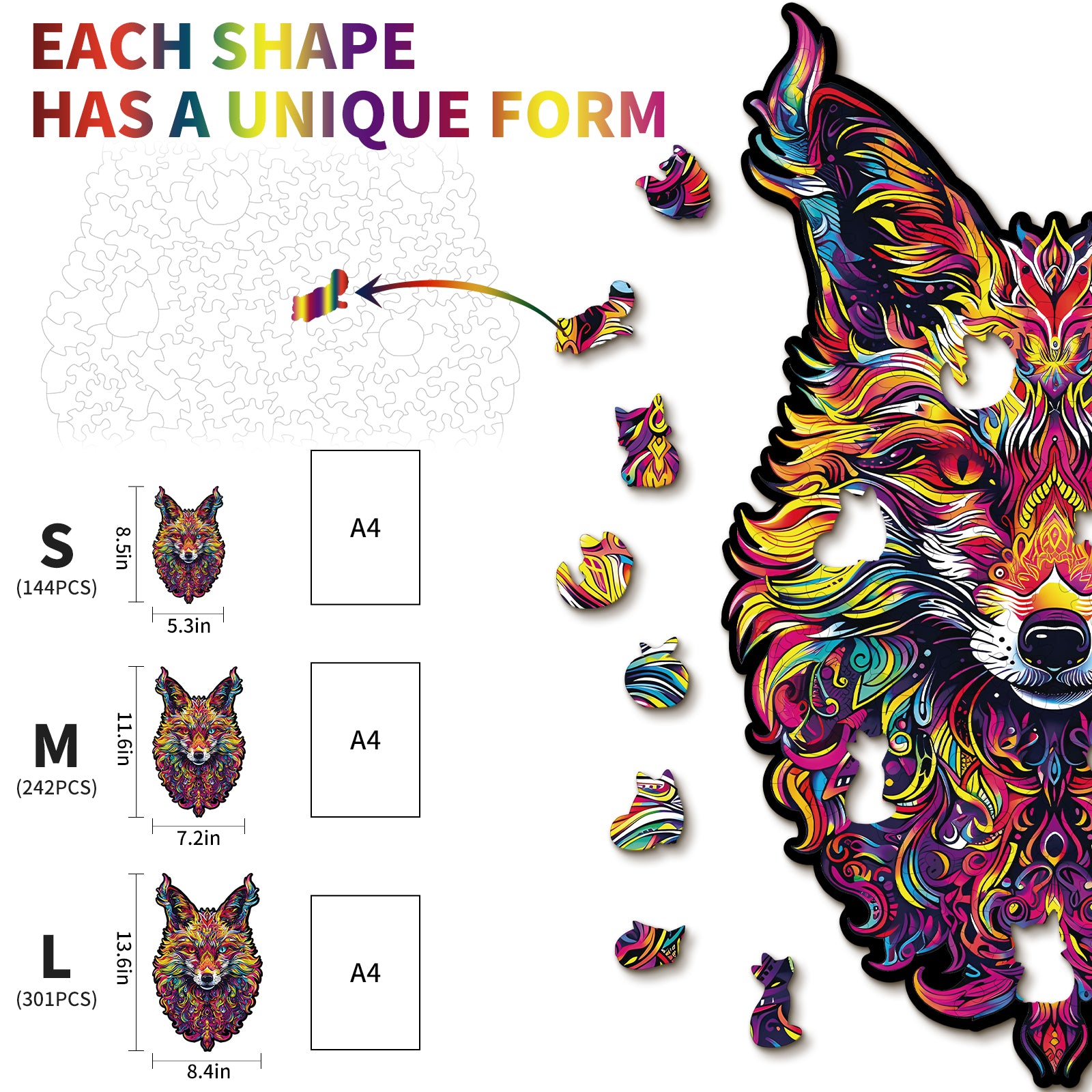 Whimsical Wooden Jigsaw Puzzle- Gorgeous Fox