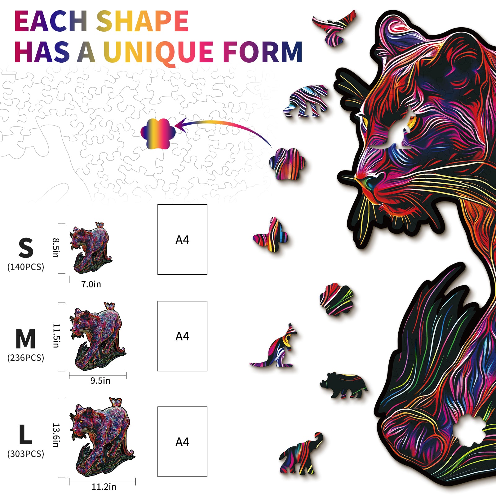 Whimsical Wooden Jigsaw Puzzle- The Dazzing Panther