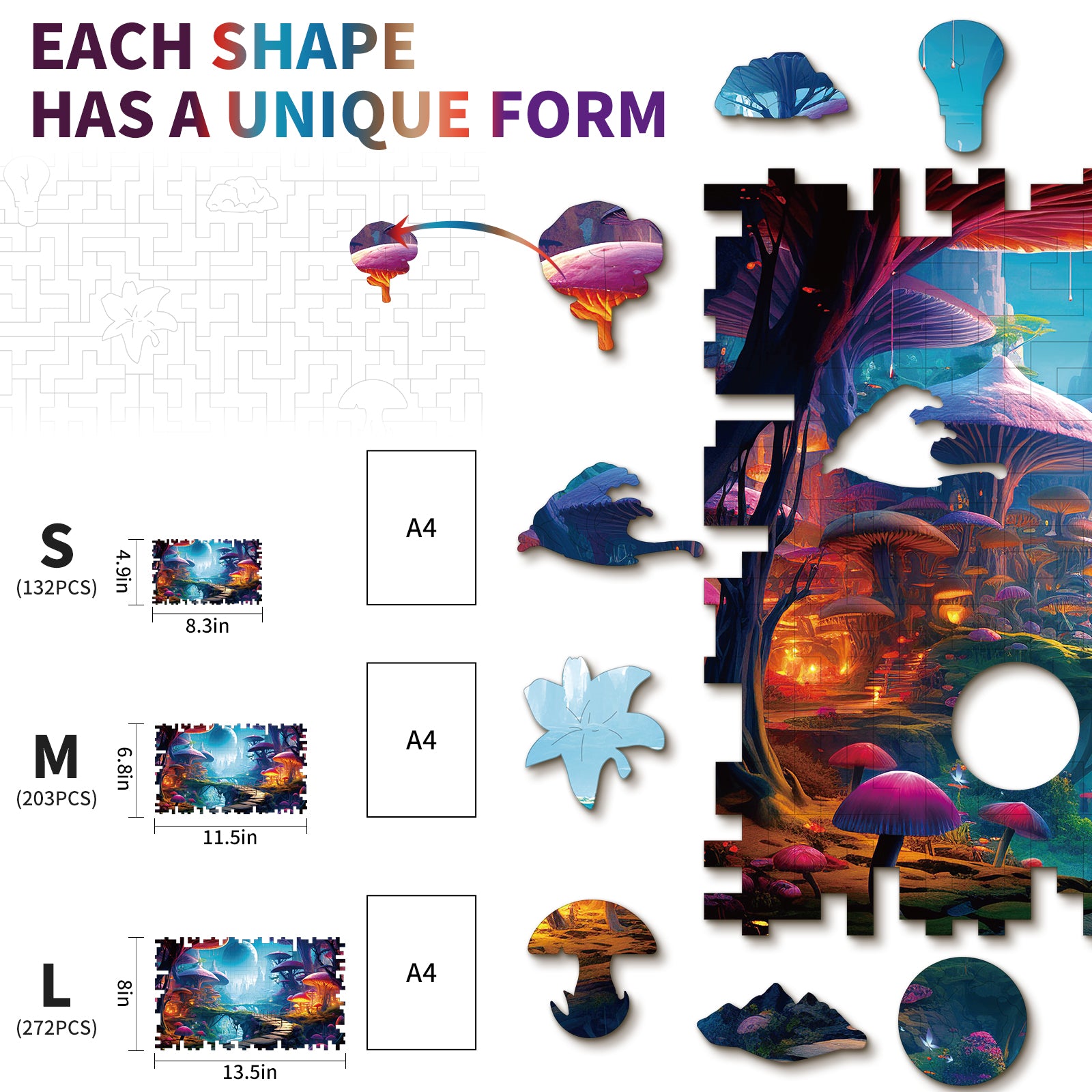 Whimsical Wooden Jigsaw Puzzle-  Fantasy World