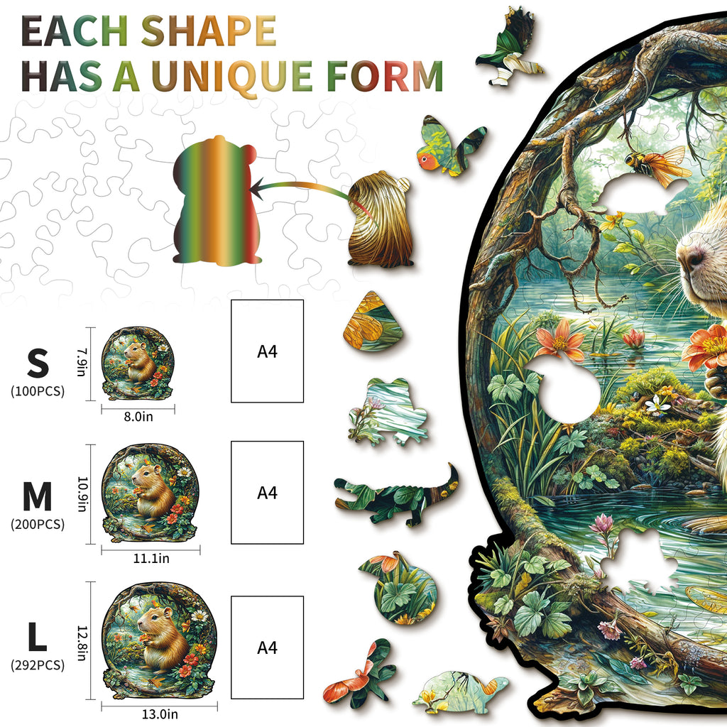 Whimsical Wooden Jigsaw Puzzle- Capybara
