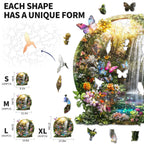 Puzzle en bois fantaisiste - Papillons et cascades