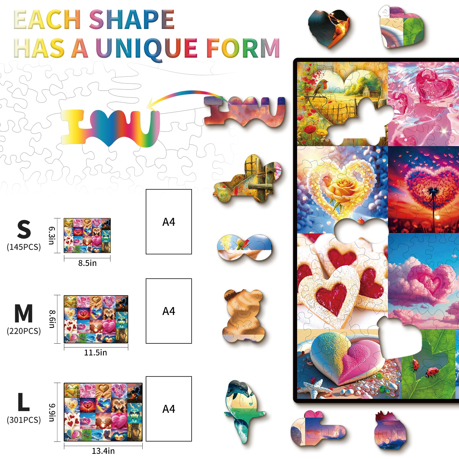Whimsical Wooden Jigsaw Puzzle- Love is Everywhere