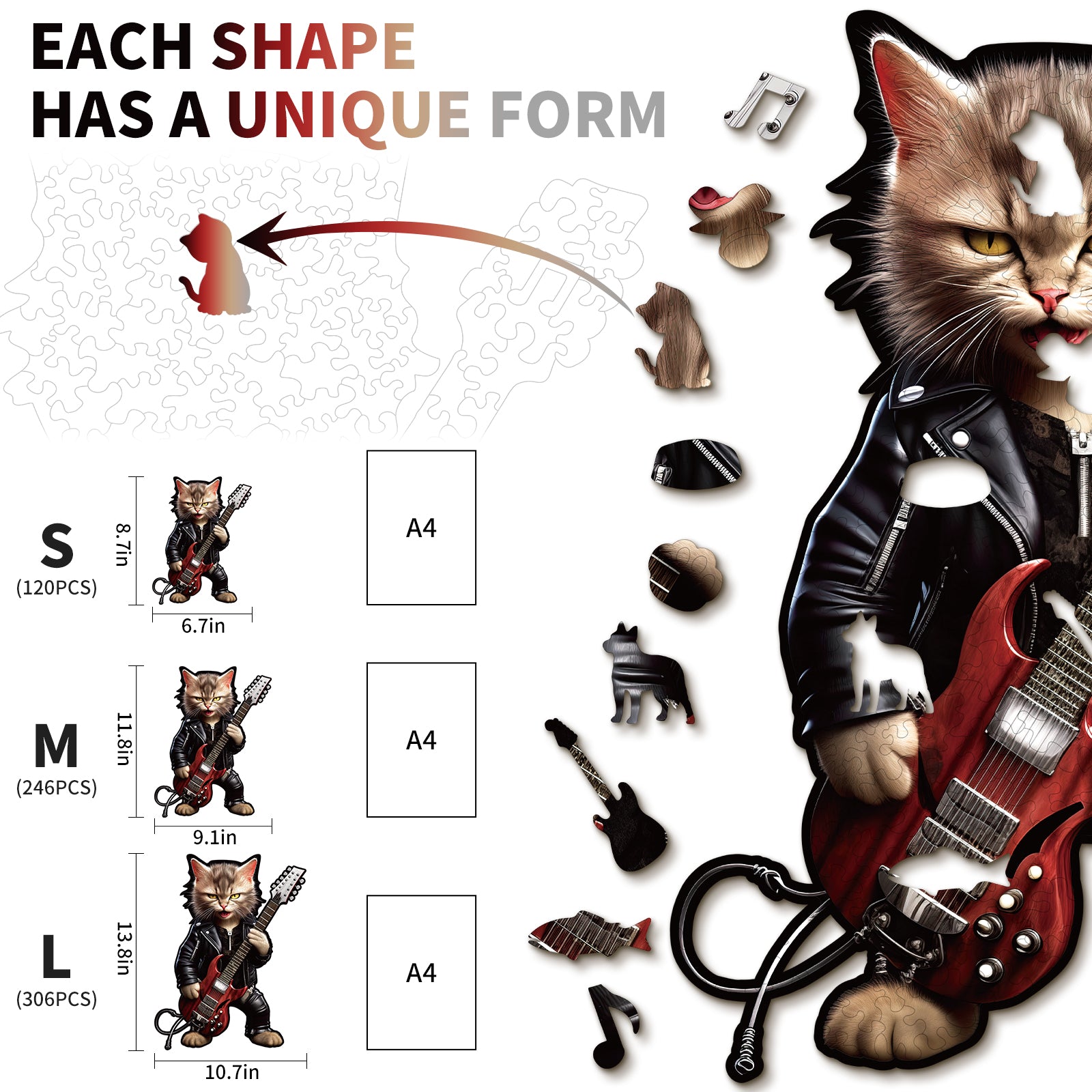 Whimsical Wooden Jigsaw Puzzle- Rock Cat