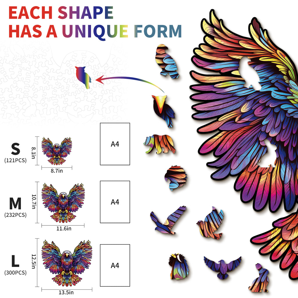 Whimsical Wooden Jigsaw Puzzle-Soaring Eagle