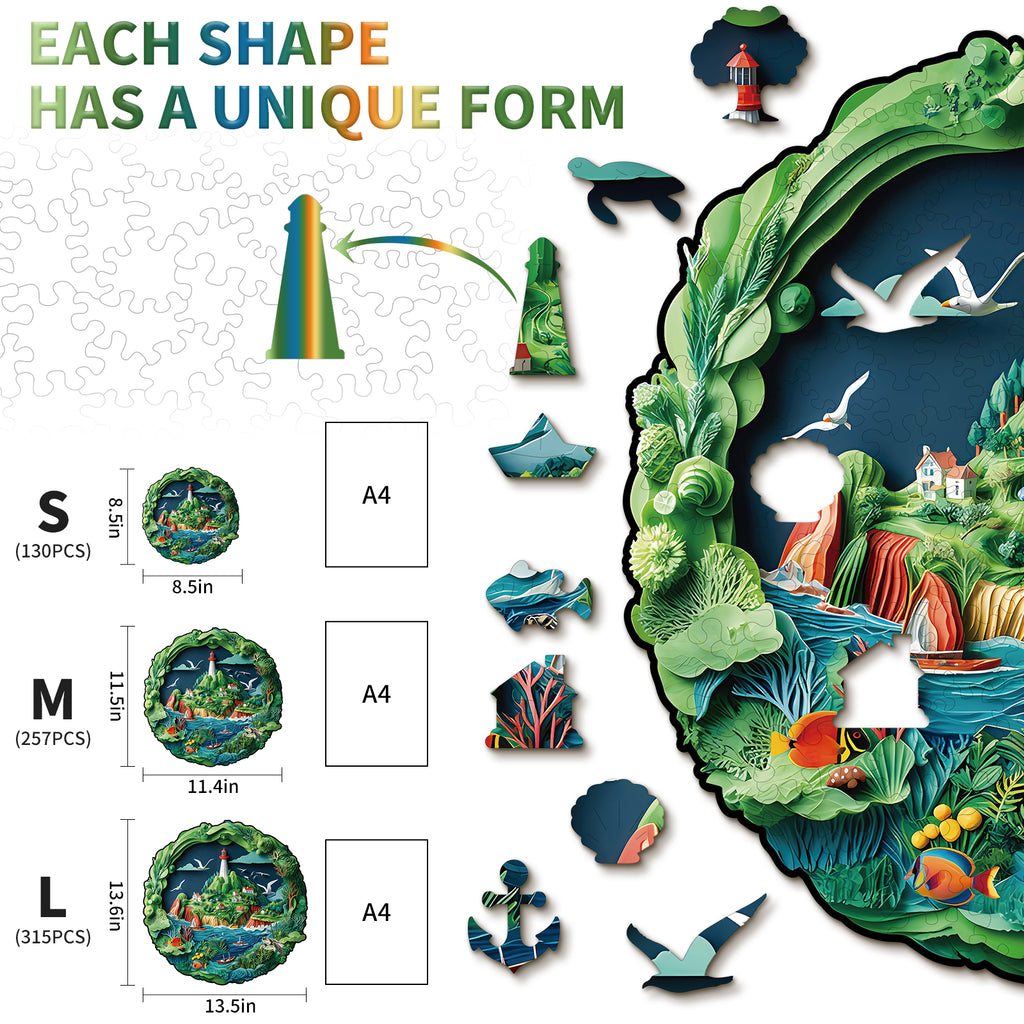 Whimsical Wooden Jigsaw Puzzle- Harbor Town