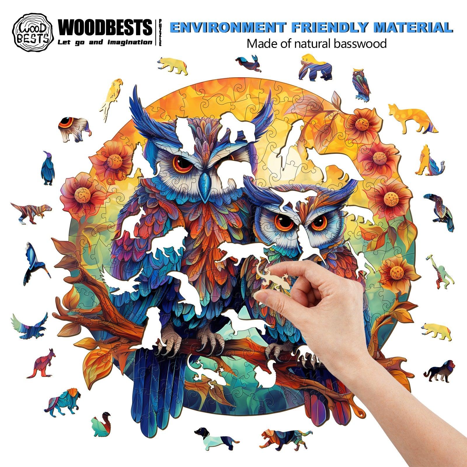 Whimsical Wooden Jigsaw Puzzle- Owl Family
