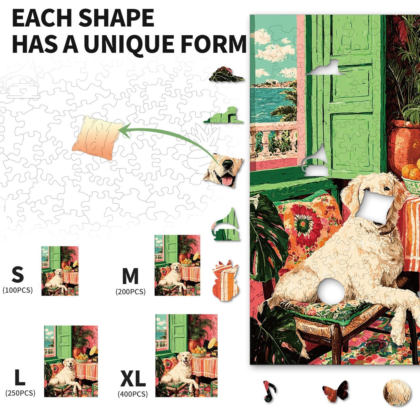 Whimsical Wooden Jigsaw Puzzle - Sunny Golden Corner - pickApuzzle
