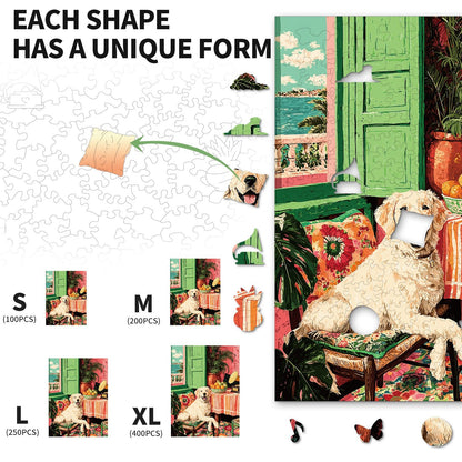 Whimsical Wooden Jigsaw Puzzle - Sunny Golden Corner - pickApuzzle