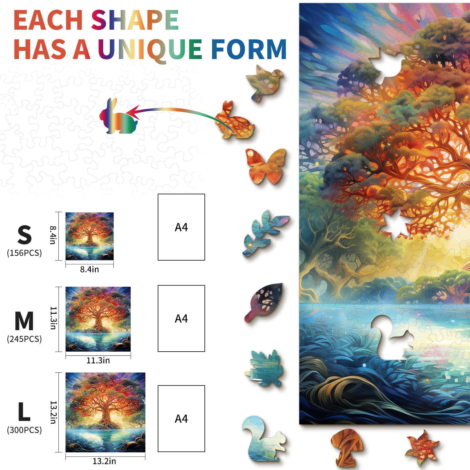 Whimsical Wooden Jigsaw Puzzle-  Twilight Divine Tree