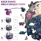 Whimsical Wooden Jigsaw Puzzle- Beautiful Peacock