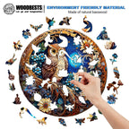 Whimsical Wooden Jigsaw Puzzle- moonlight owl