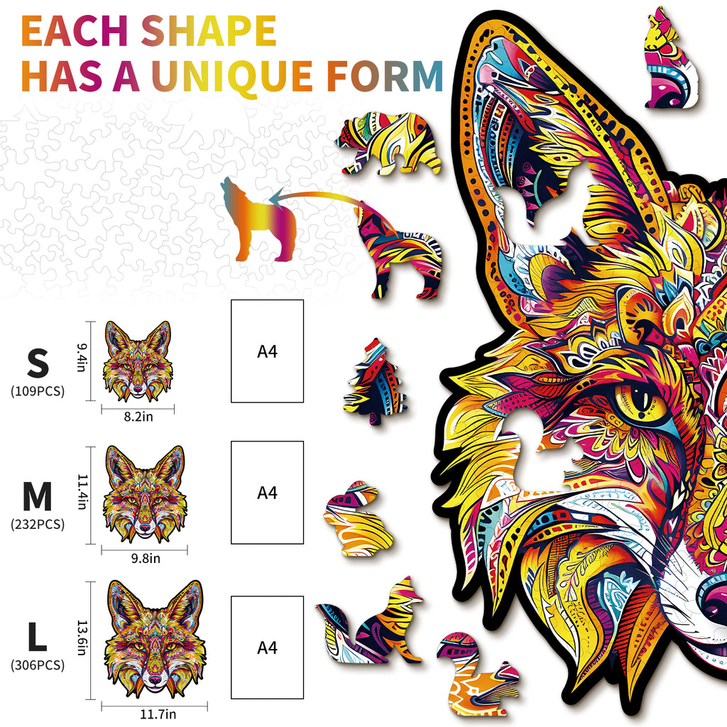 Whimsical Wooden Jigsaw Puzzle- Fiery Fox