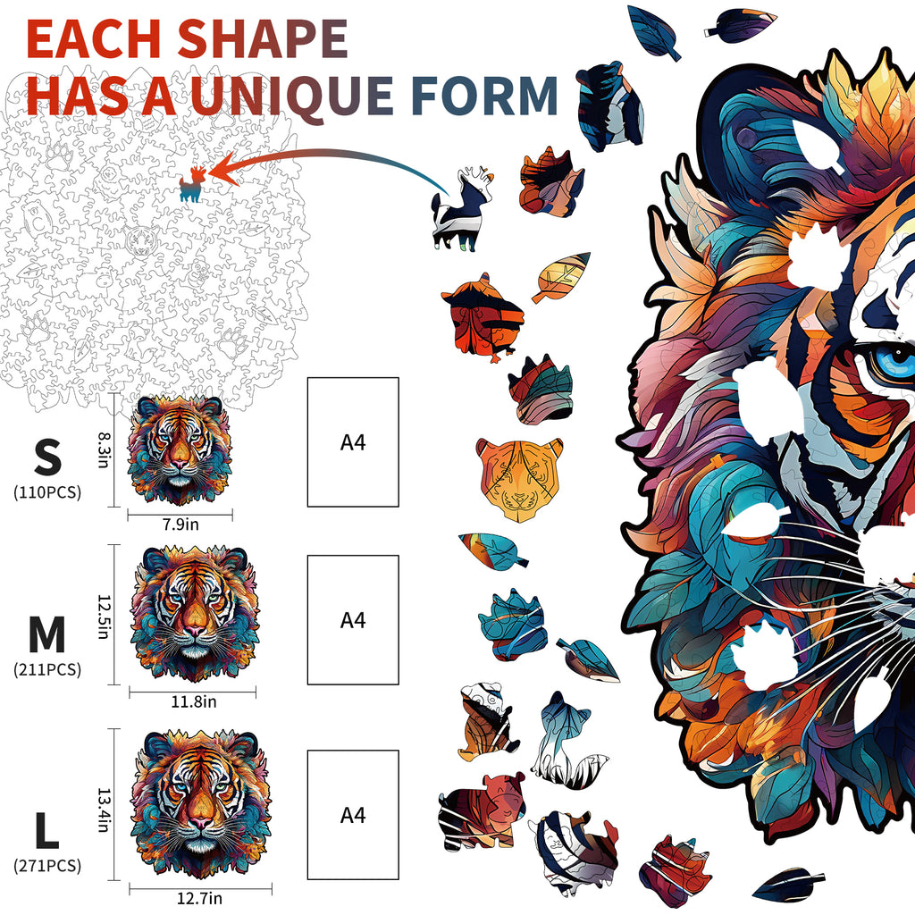 Whimsical Wooden Jigsaw Puzzle- Tough Tiger