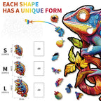 Whimsical Wooden Jigsaw Puzzle- Colorful Chameleon